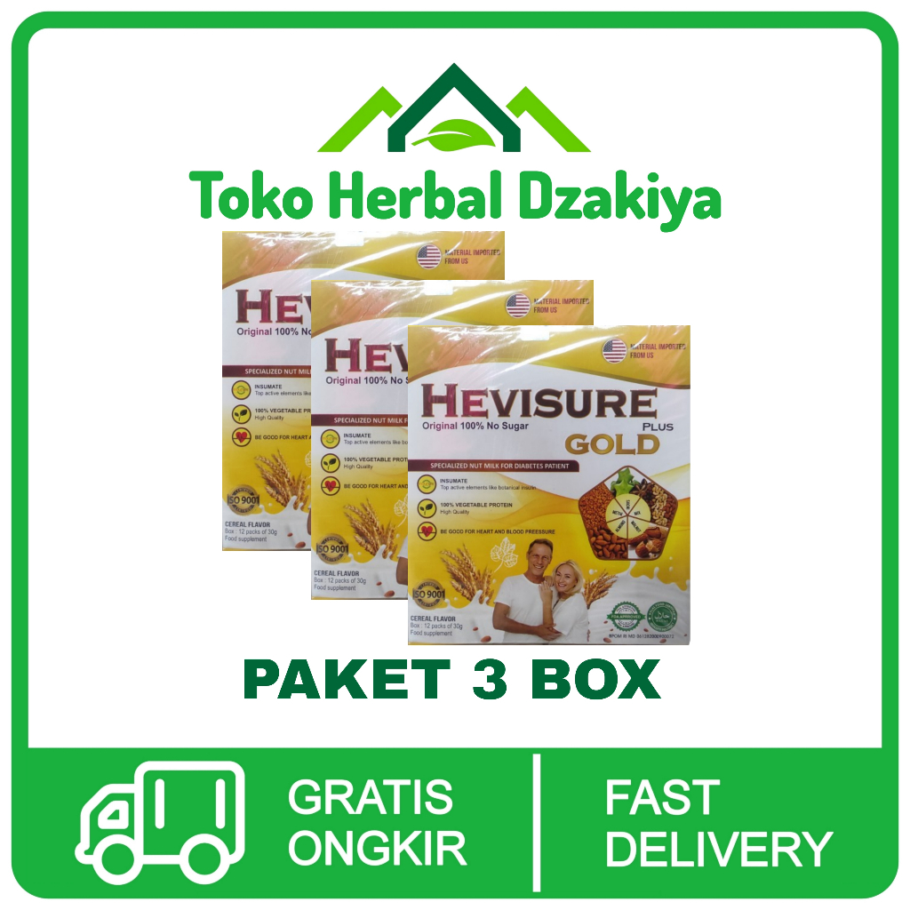 

3 Box Hevisure Gold Susu Diabetes Dan Kencing Manis Original Asli