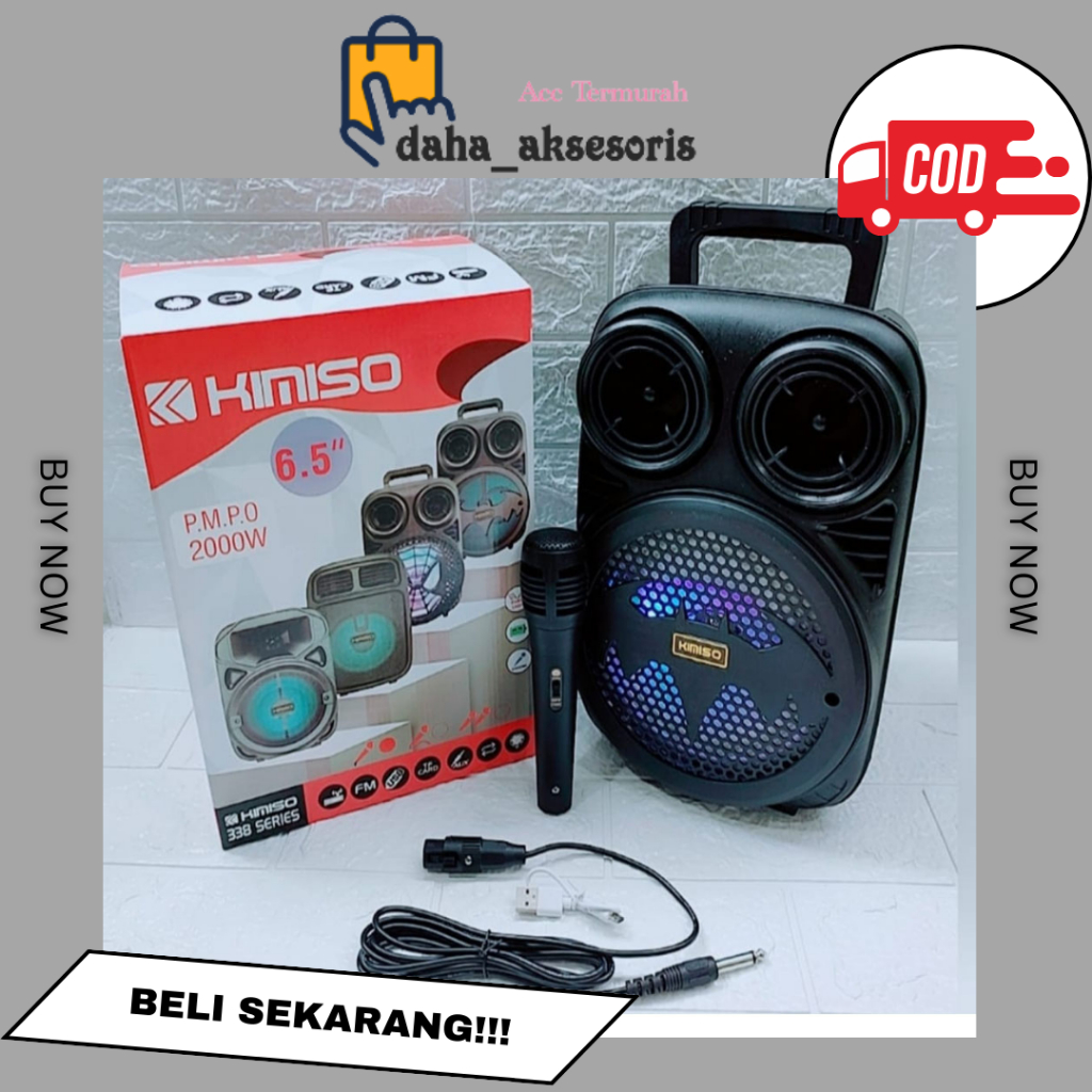 Speaker Portable Bluetooth Karaoke KIMISO 3391+Mic Motif Batman Ukuran 6,8inc