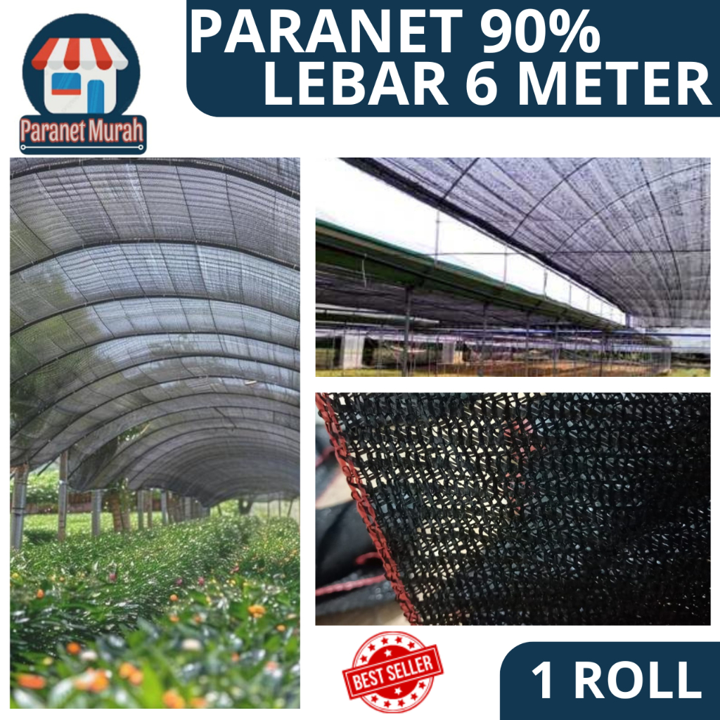 PARANET 90% PANJANG 50 METER x Lebar 6 Meter dekorasi taman Paranet Peneduh anti UV ( ECER )