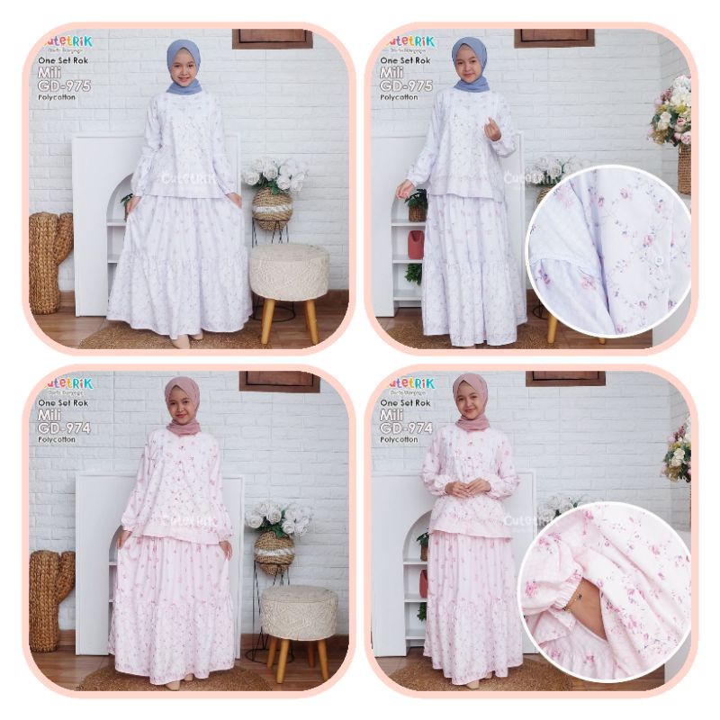 *READY MURAH (5-13th/remaja) Setelan tunik rok anak katun model ruffle renda motif by Cutetrik