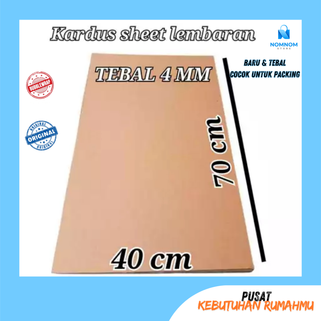 

Kardus Packing Tebal / Kardus Sheet Lembaran 40x70 CM Tebal 4MM / Kardus Packaging 70X40