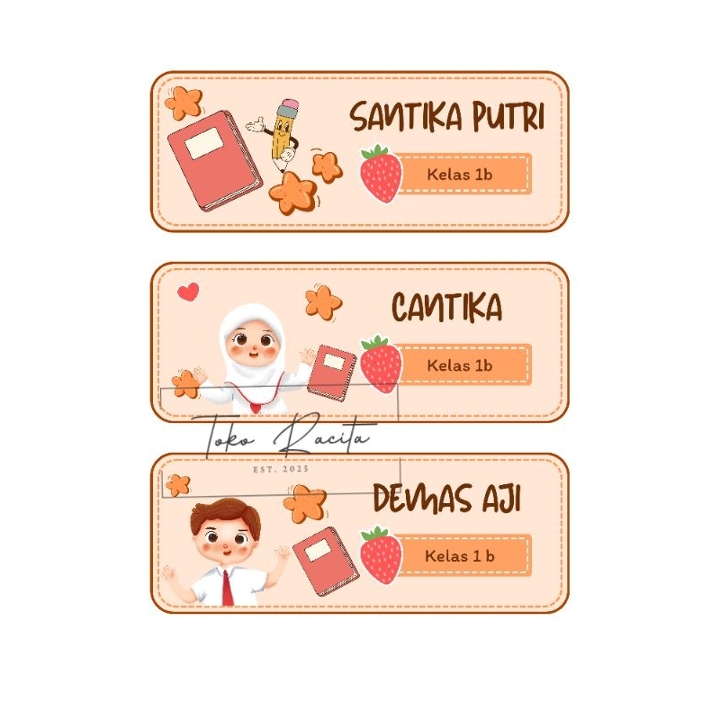 

Label buku pelajaran Custom NAMA A2