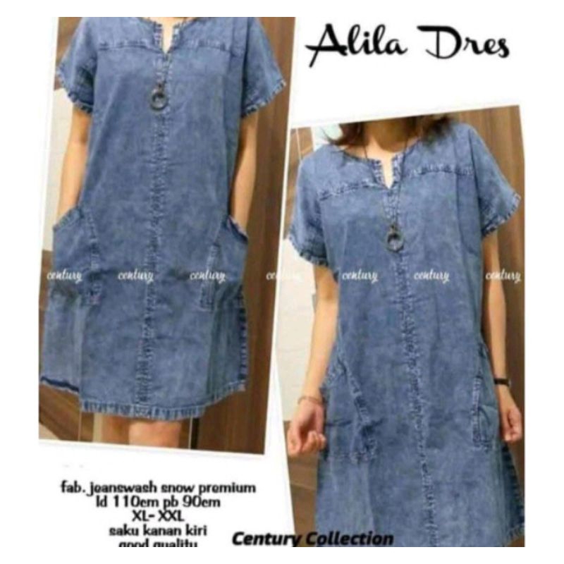Dress jeans wanita lengan pendek