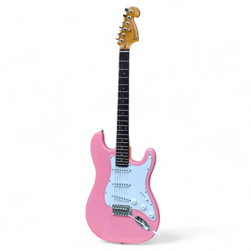 Gitar listrik difergio leopard original model stratocaster pink
