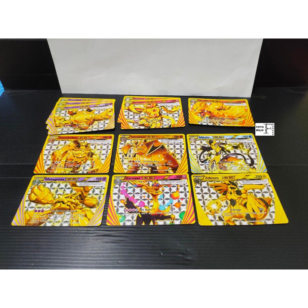 Set 12pcs Pokemon Break Edition Card Kartu TCG English Hooh Xerneas Zekrom Sylveon