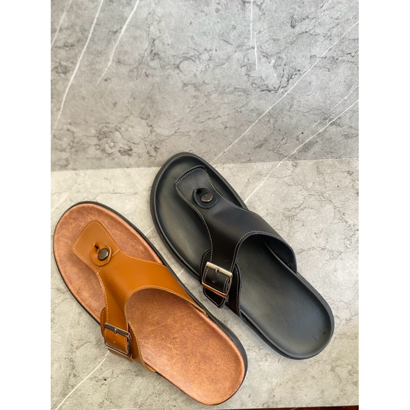 Sandal kulit Garut Pria - Sandal Kulit Garut Capit Gesper kulit sapi asli