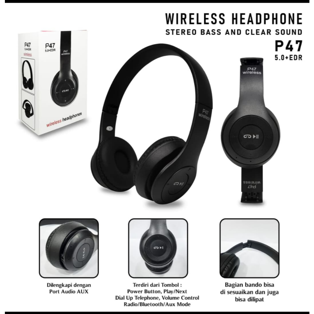 HEADPHONE BANDO P47 WIRELESS HEADPHONE