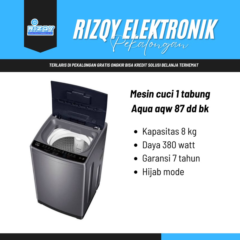 Mesin cuci 1 tabung 8 kg Aqua aqw 87 dd