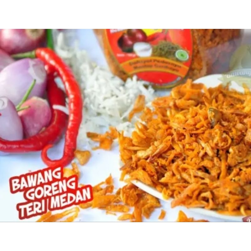 

bawang goreng teri Medan rasa pedas isi 170gram/toples