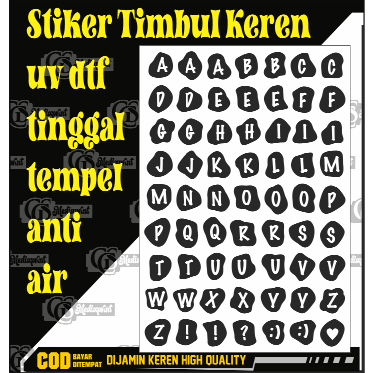 

Sticker Barang tema alphabet TIMBU tinggal tempel /STIKER Sendok Botol Tempat Makan Perabotan PERALATAN SEKOLAH Stiker Waterproof 3