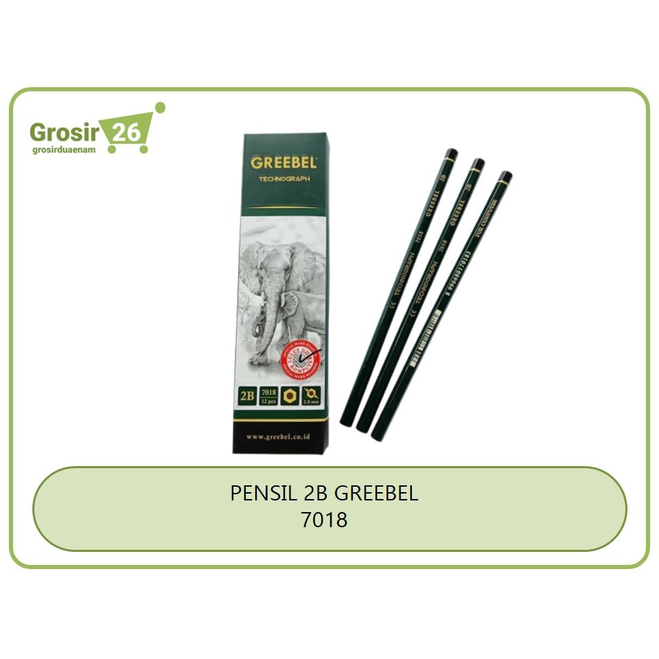 

(1 box) pensil kayu 2b ujian komputer greebel graphite pencil technograp 7018