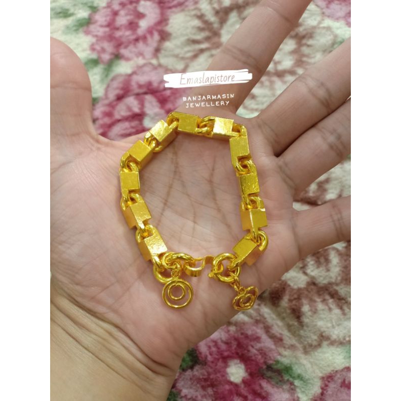 Gelang Super Jumbo Balok Batang Rantai Polosan Lapis Emas 999 Banjar