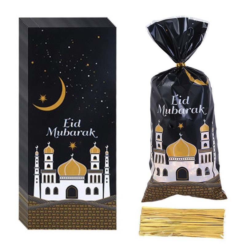

50 PCS Kantong Plastik Bingkisan Kado Eid Mubarak Gift Bag