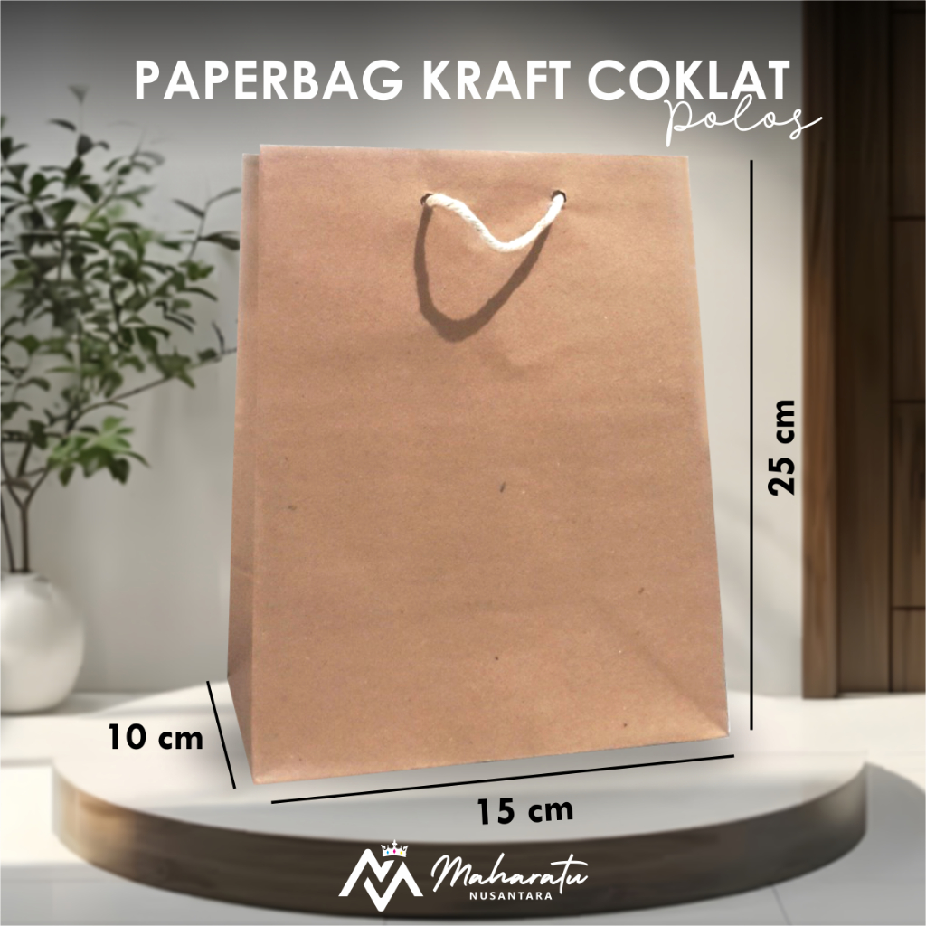 

PAPER BAG MURAH - PAPER BAG COKLAT POLOS BAHAN KRAFT UKURAN 15 X 25 X 10 CM