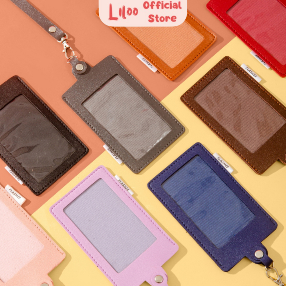 

Name Tag Kulit Id Card Kulit Holder Kancing Dean Lanyard Mika Satu Sisi Name Tag Kulit Model Kancing