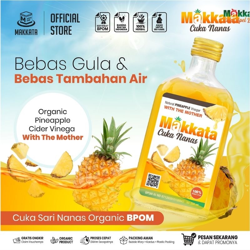 

CUKA NANAS Organic Pineapple Cider Vinegar With The Mother Bebas Gula Dan Bebas Tambahan Air