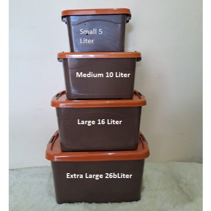 10 LIter Container Box + Handle Plastik Kotak Penyimpanan Barang - 10 Liter Coklat Box Container Peg