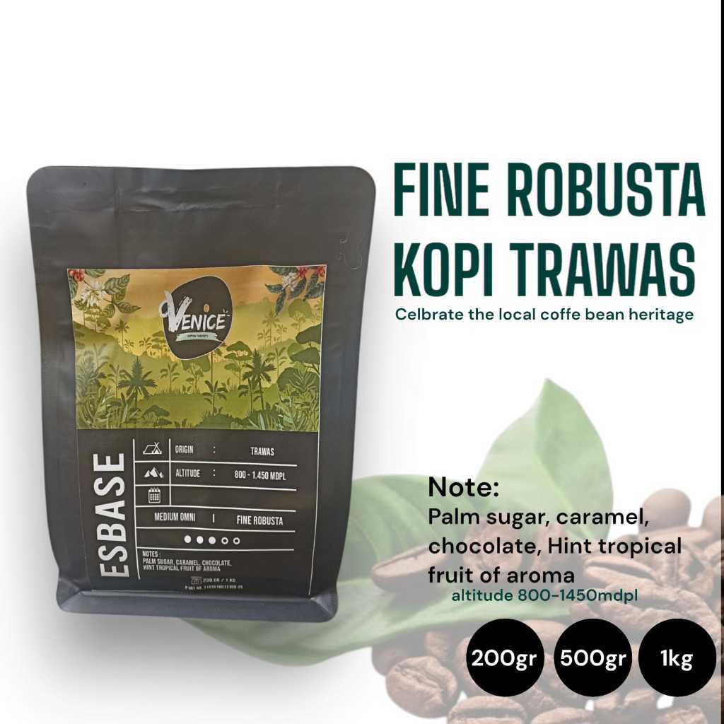 

Esbase Buay kopi Robusta Kopi Trawas komposisi Biji Pilihan Diproses Secara Natural