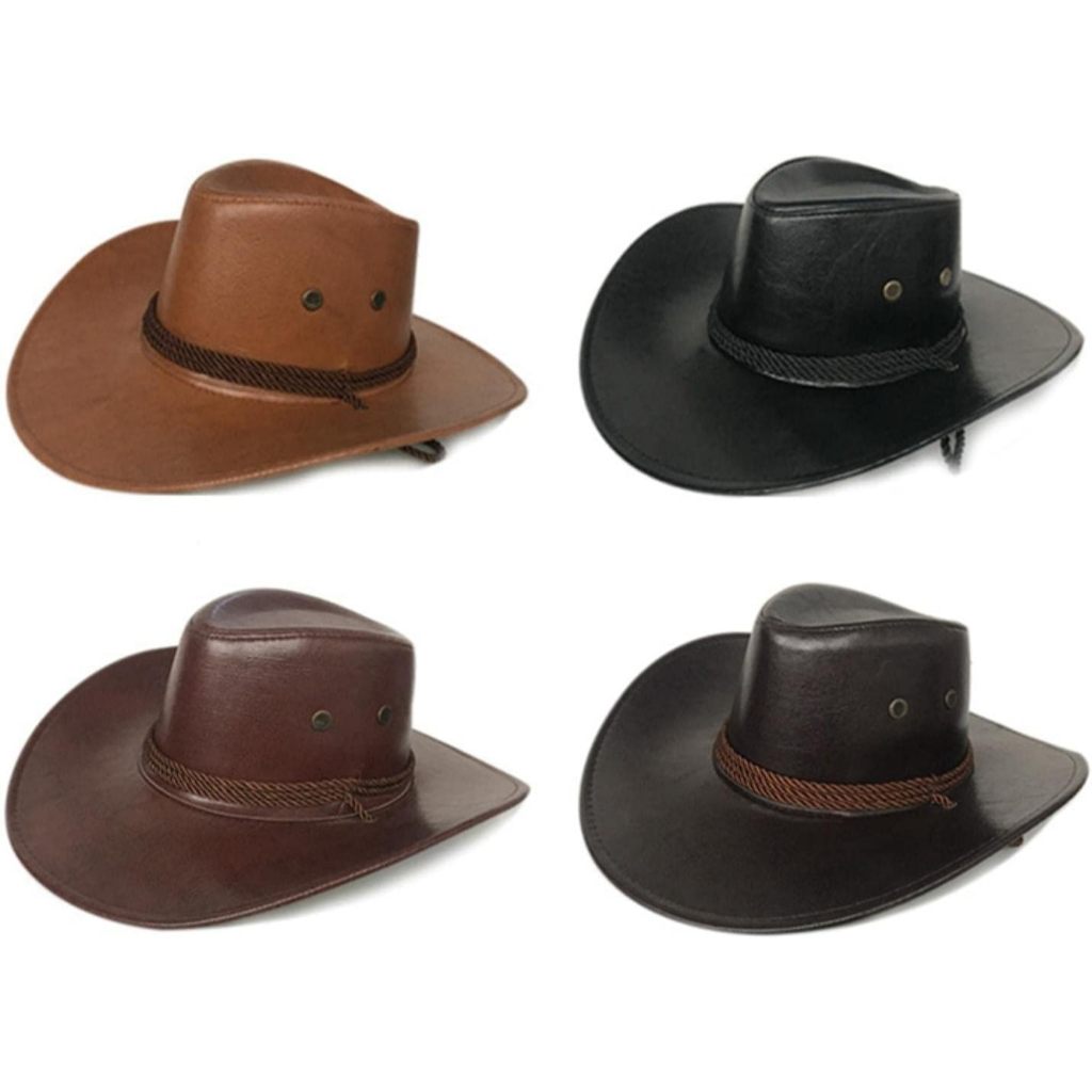 Topi Koboy Kulit Pria WanitaTopi Koboy Memancing  Import