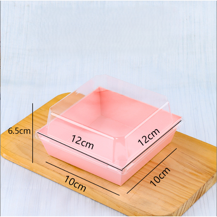 YUEW [10 PCS] KOTAK PINK POLOS 10 CM X 10 CM 10X10CM 10X10 10CMX10CM Dessert Box Tahan Panas Oven Mi