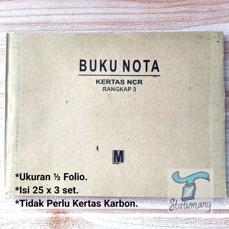 

Buku Nota NCR ½ Folio , 3 Rangkap.