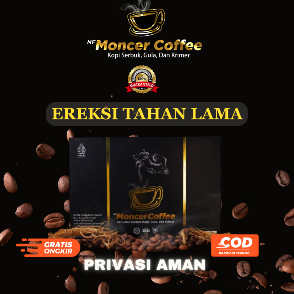 

NF MONCEERR COFFEE Original Kopi Stamina Pria Kuat Tahan Lama Aman & Halal 1 Box Isi 8 Sachet BPOM