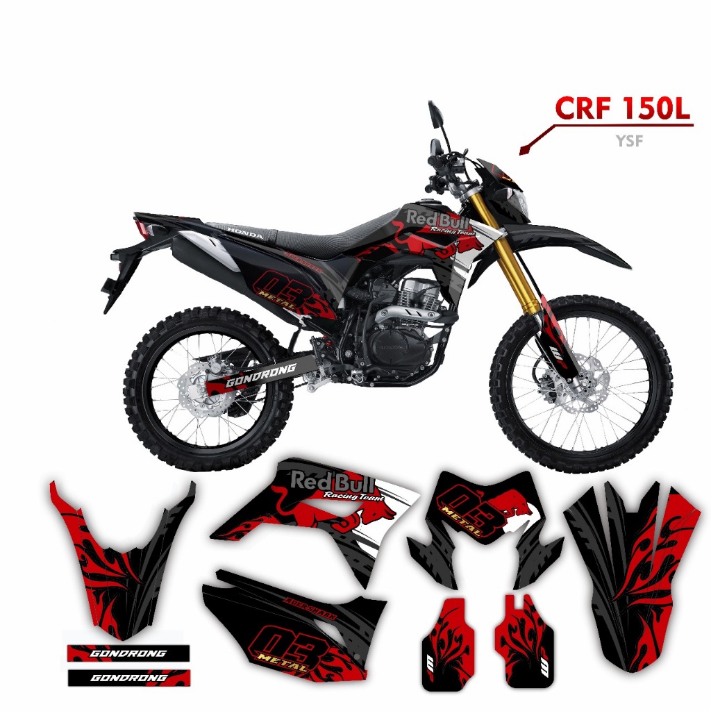 Decal Stiker CRF 150 L Dekal Variasi Sticker Striping Custom Full Body redbull 092