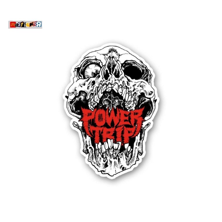 

sticker band POWER TRIP skull logo diecut stiker hardcore crossover thrash