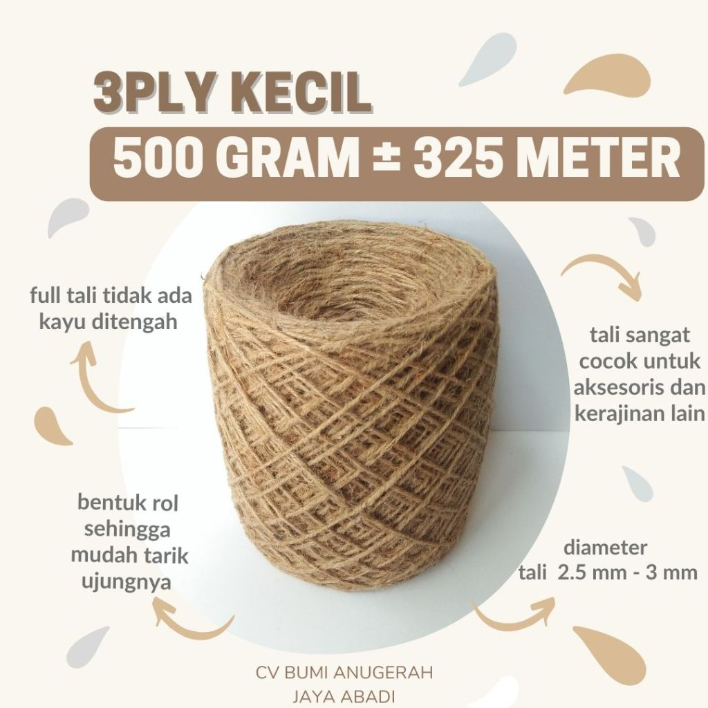 

3ply 500gram Tali goni, tali rami, jute, aksesoris