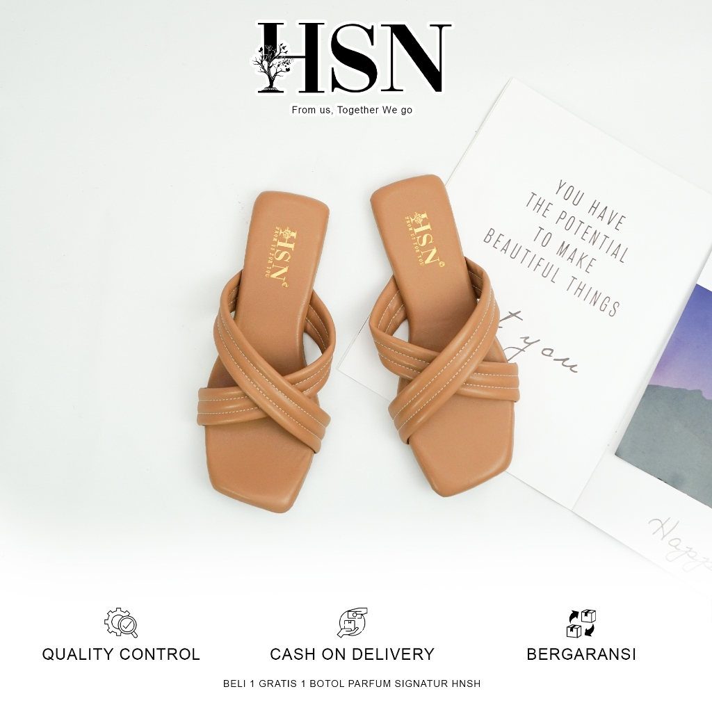 HSN Sandal ADELIA Flat Wanita - Warna Moca | Beli 1 Gratis 1 Parfume