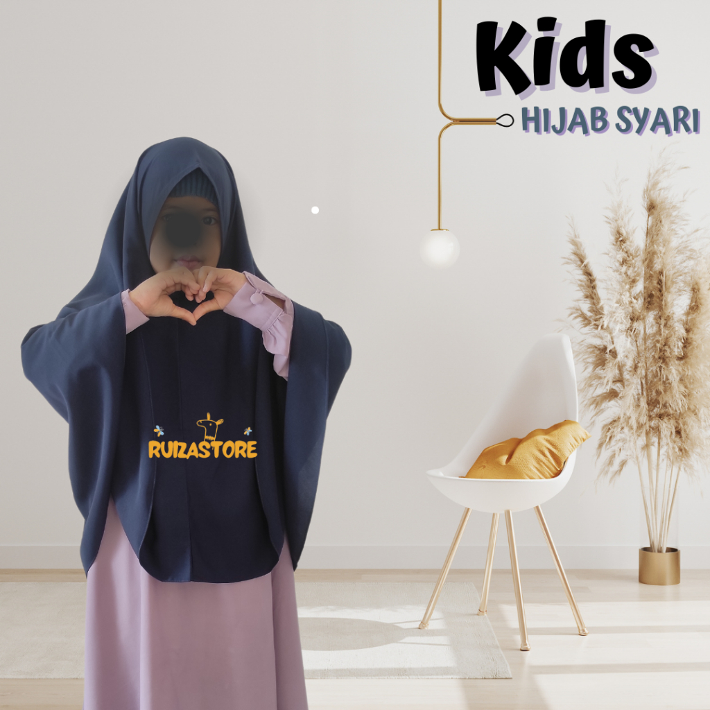 Hijab Anak Syari Panjang wolfis premium- jilbab syari anak