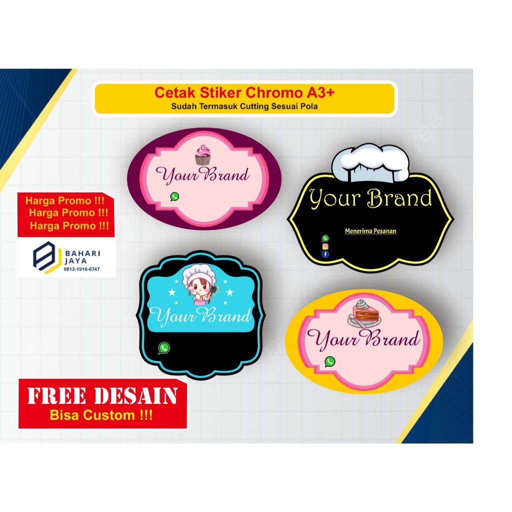 

stiker logo makanan oval