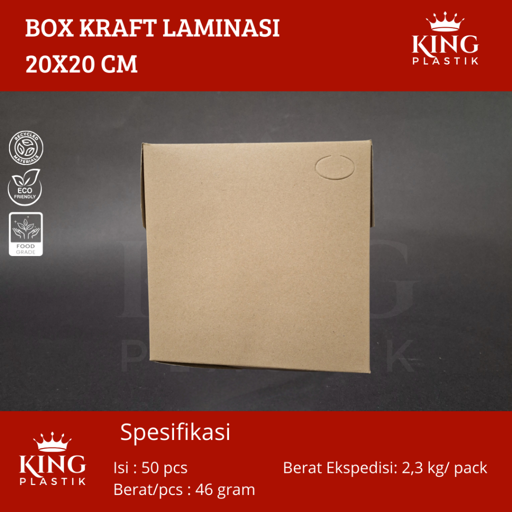 

Box Kraft Laminasi 20X20| Kotak Nasi | Dus Kemasan Makanan 20X20 Coklat