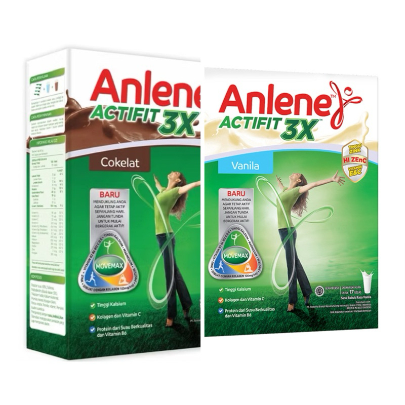 

Anlene Actifit 3x Susu Bubuk dewasa Vanila dan coklat 580 gram