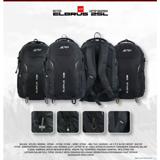Tas Ransel Elbrus 25 Liter Arei Outdoorgear