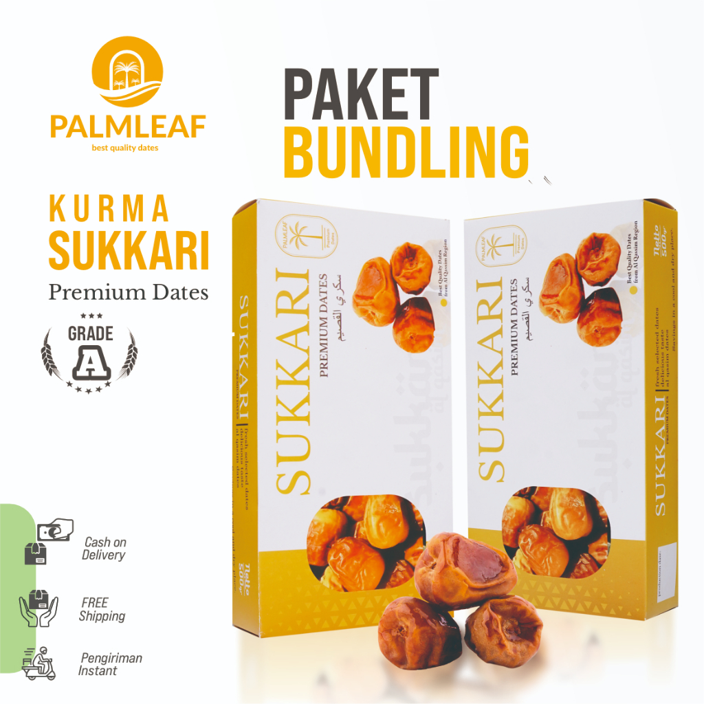 

Paket Bundling Hemat Kurma Sukkari Palm leaf Premium Isi 2 Lebih Hemat