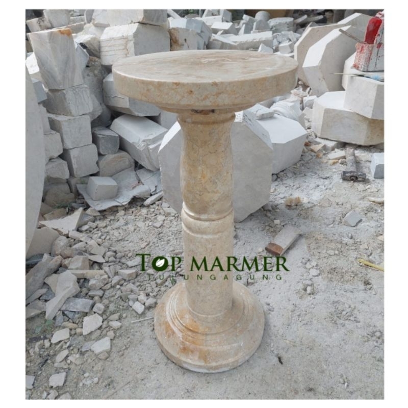 Tatakan Kaki Pot Bonsai Batu Marmer Cream