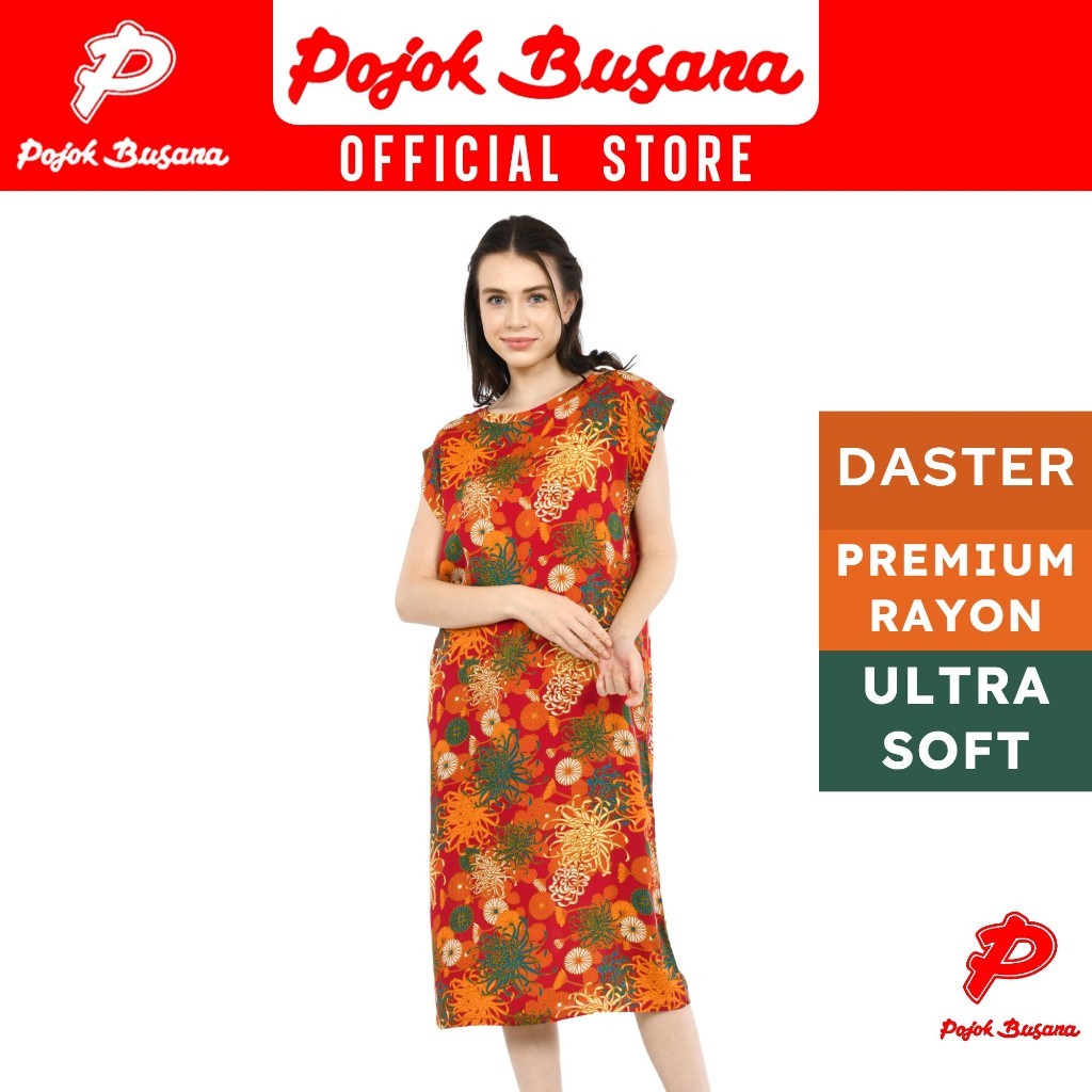 Pojok Busana Cover Daster Batik Rayon Print All Size - Baju Tidur Wanita Kalong - Putih