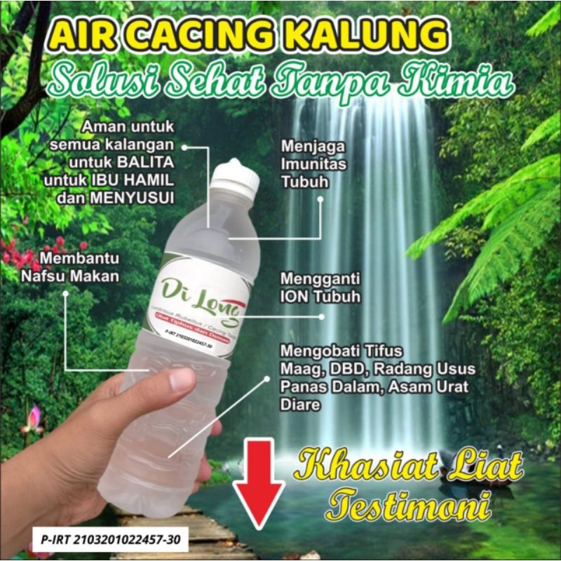 AIR CACING / DI LONG / Lumbricus Rubellus / CACING KALUNG ( Obat tipes dan demam ) 600 ml