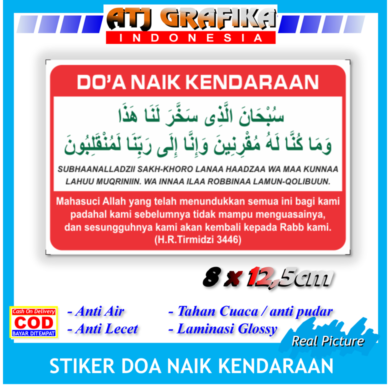 

Stiker doa naik kendaraan motor mobil bepergian safar keluar rumah sticker bacaan ibadah muslim
