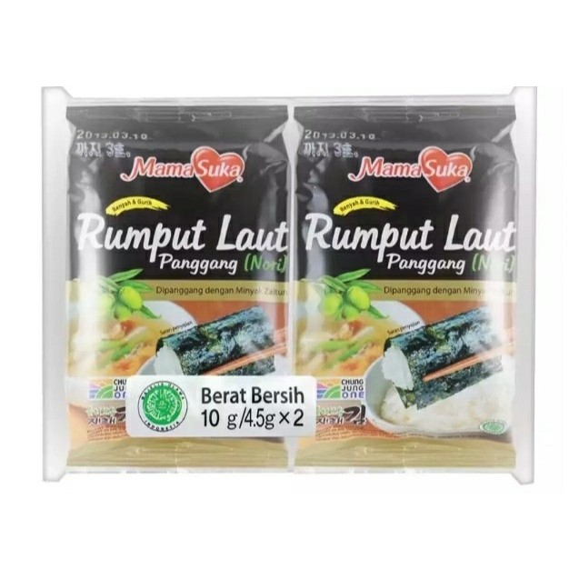 

MAMASUKA RUMPUT LAUT PANGGANG (NORI) PCK 2X4 5G (1 KEMASAN ISI 2PCS)