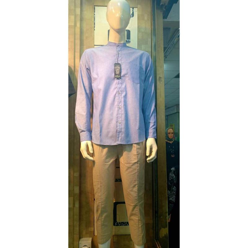 Kemeja pria lengan panjang kerah sanghai oxford baby blue