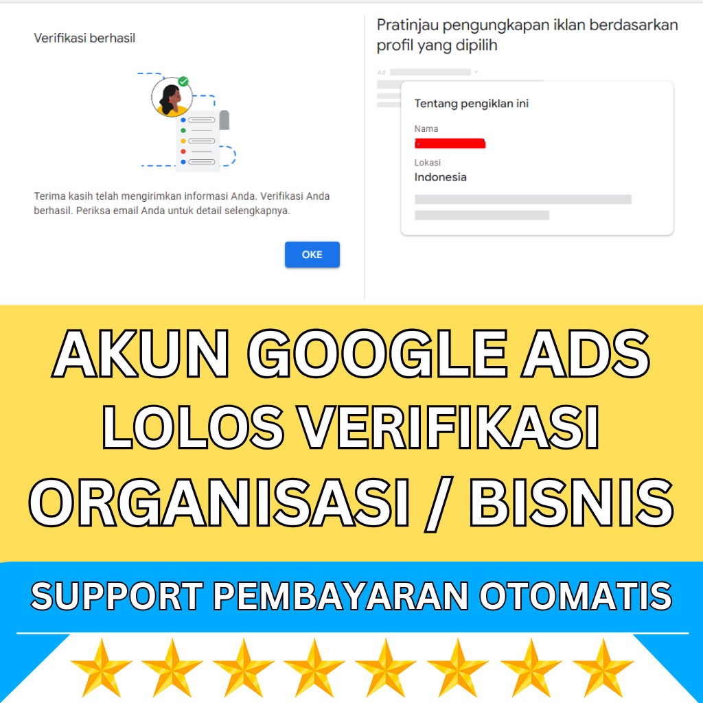 Akun Google Ads Sudah Verifikasi Organisasi / Bisnis