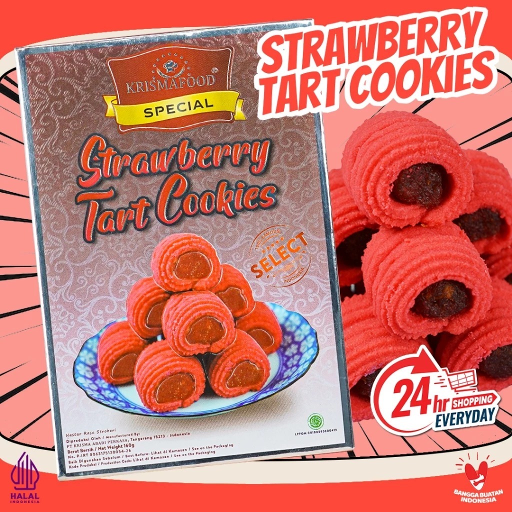 

NASTAR BOX SERIES 160GR / MELTING PINEAPPLE ROLL COOKIES (G) / KRISMA FOOD / NASTAR MELTING / NASTAR LEBARAN / KUE KERING / COOKIES NASTAR / STRAWBERRY TART COOKIES (G)