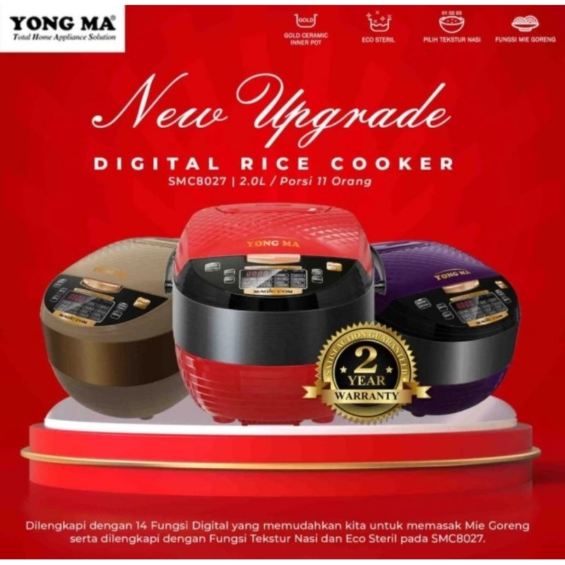 YONGMA RICE COOKER SMC-8027 DIGITAL RICE COOKER YONGMA DIGITAL 2 LITER