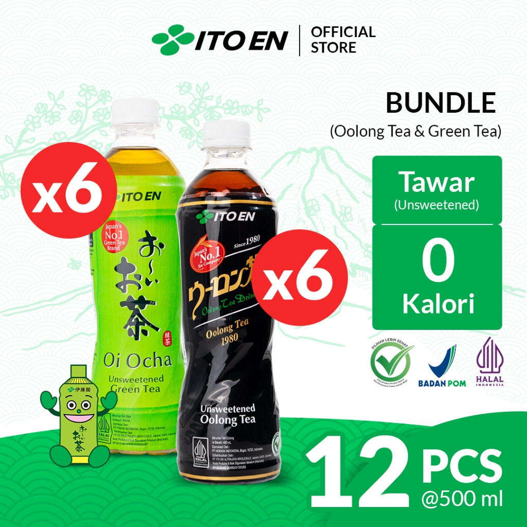 

ITO EN Paket Oi Ocha Tea 6 pcs & Oolong Tea 6 pcs - Bundle Mix Teh Hijau Jepang