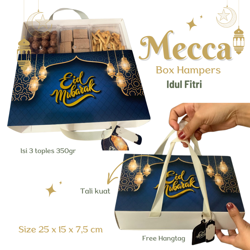 

[READY STOCK] Mecca Box Persegi Tas Hampers Lebaran Tali Jinjing Box Hampers Kue Kering Idul Fitri Toples Type 901