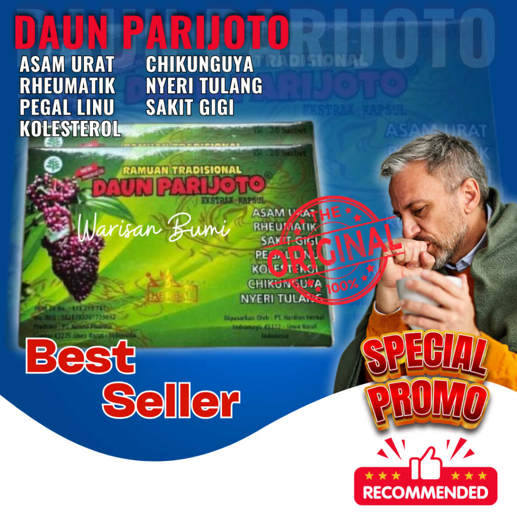 

KAPSUL DAUN PARIJOTO ASAM URAT SAKIT GIGI 100% ORIGINAL REMATIK ISI 20 SASET
