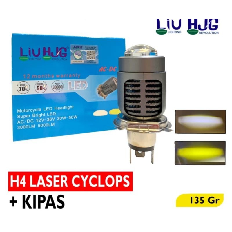 LAMPU LED H4 LASER HILO BEAM H4 CYCLOPS KIPAS 30 WATT HJG