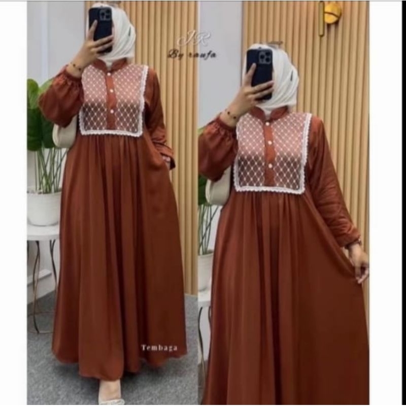 ( Bayar di tempat ) Yurai Dress Rompi Brukat Crinkle airflow Gamis Busui